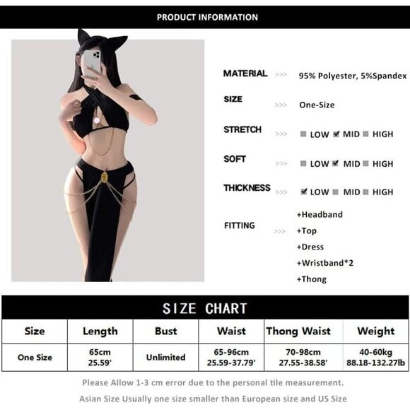 Sexy Cosplay Lingerie Cat Egyptian Cleopatra Costume Princess Leia  Outfit Dress - Picture 6 of 6